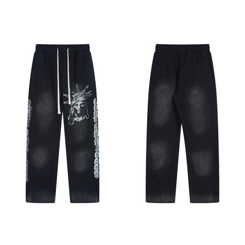 European and American tide brand hot diamond letter printing high street trend leisure street men's and women's leisure loose sweater trousers