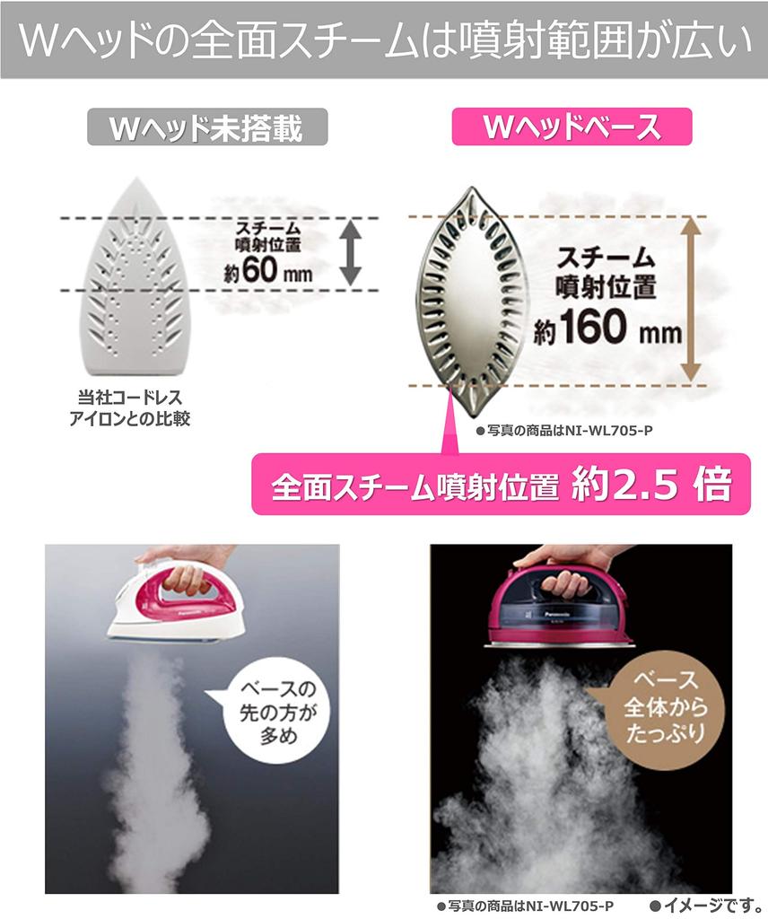 Panasonic Беспроводной паровой утюг W Head Pink NI-WL405-P