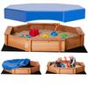 Wooden Children's Sandpit with Seats and Cover, Ages 3-8 Years, 139.5x139.5x21.5cm