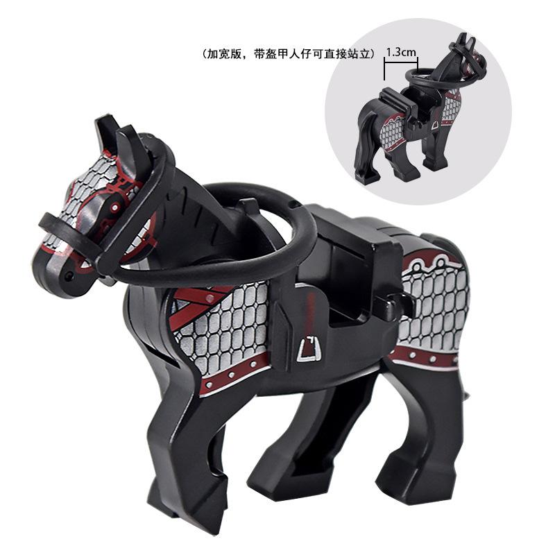 Three Kingdoms General Mounts Series War Horse Wide Edition Wavan Horse Liaoyuan Fire Children'S Assembling Building Block Toy Bag