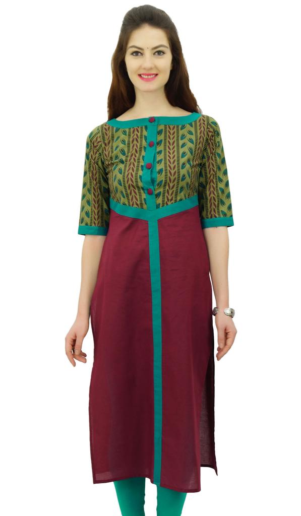 Phagun Women Cotton Tunic Ethnic Printed Kurta Kurti Casual Indian Clothing