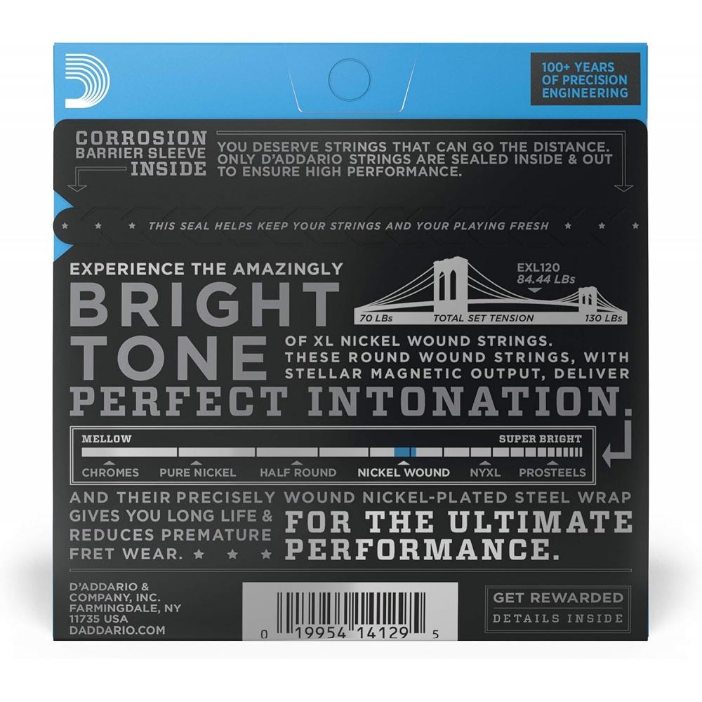 D aDDario Струны для электрогитары Xl Никелированные .009 .042 eXl120 [Оригинал для внутреннего рынка] 09 42 Суперлегкие 1 Комплект