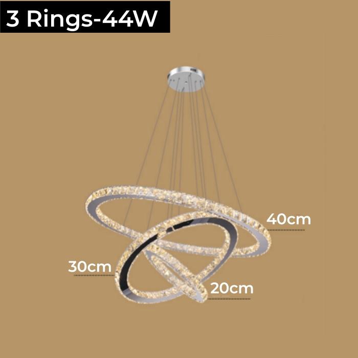 Nordic Crystal Ring LED Chandelier Luxury Stainless Steel Dimmable Pendant Lamp Kitchen Dining Room Ceiling Chandeliers Lighting