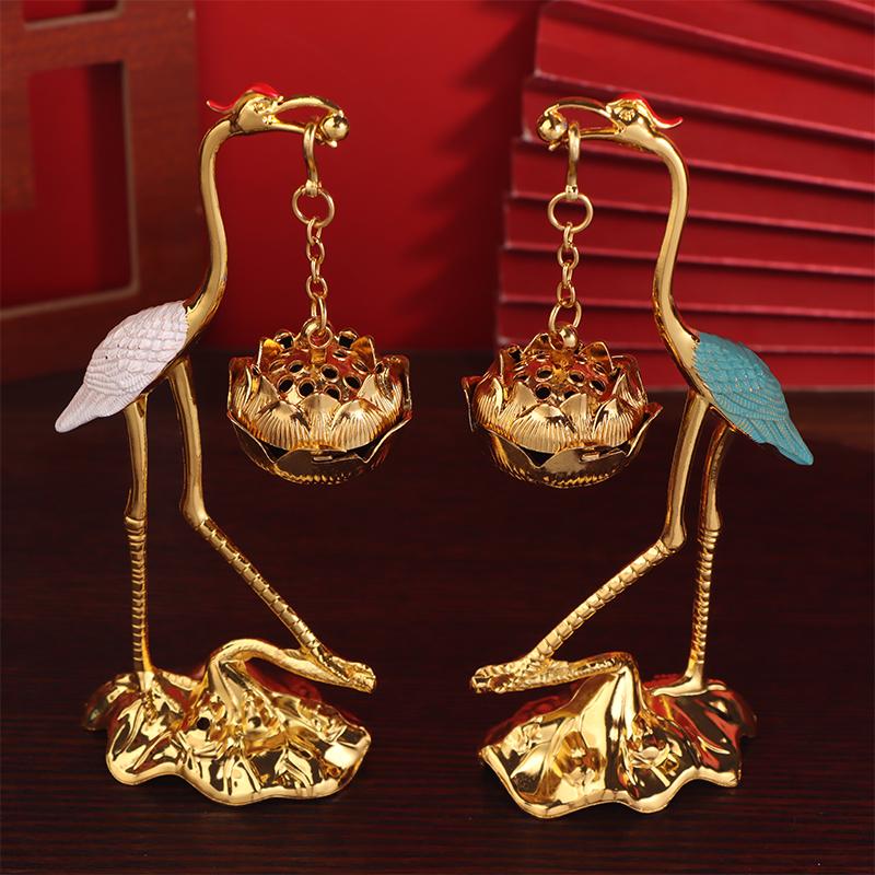 Подставка для курильницы в форме журавля Лотос, курильница для курильницы из античного сплава Лотос, подвесная печь для чайной церемонии, ремесло, украшение для дома