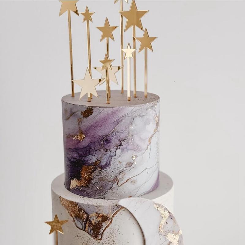 24 шт./набор Золотые Звезды Топперы для Торта Детские Сувениры для Вечеринки по Случаю Дня Рождения Украшение Свадьба Рождество DIY Инструменты для Украшения Торта Детский Праздник