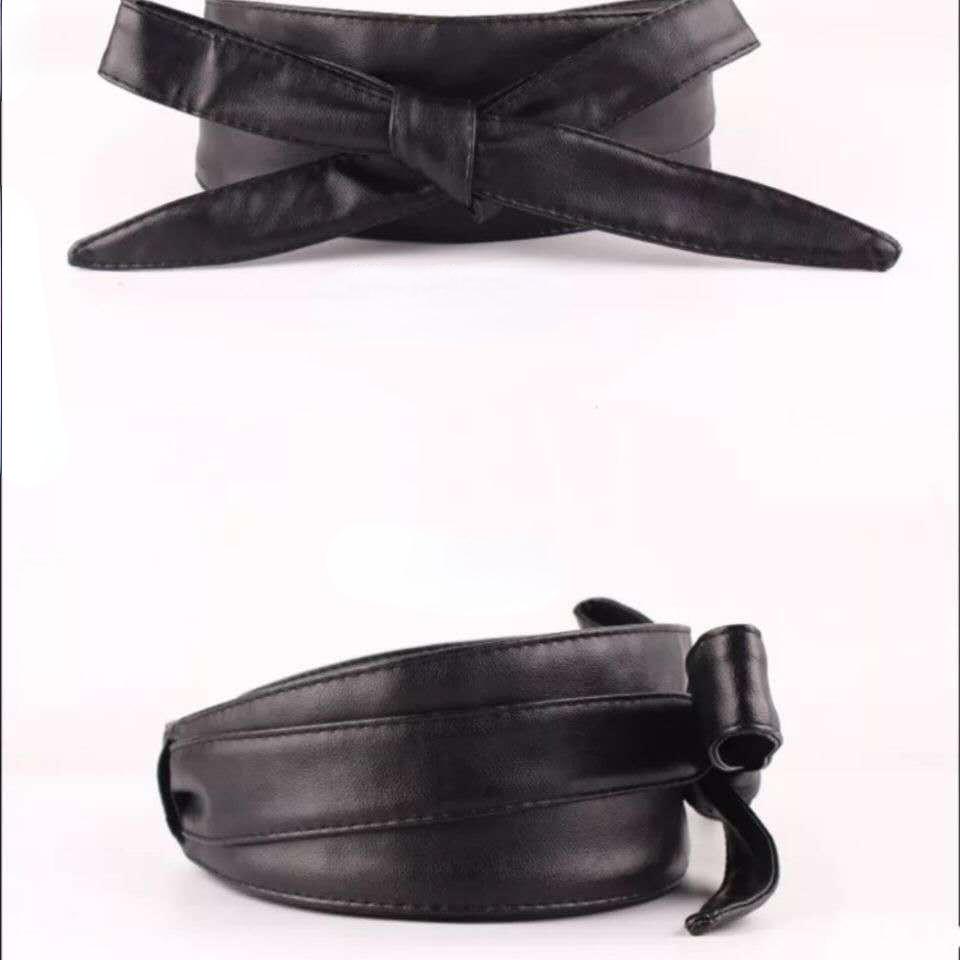 Женский модный пояс из искусственной кожи без пряжки, кожаный ремень с галстуком-бабочкой, широкий пояс, декоративный чехол на пояс