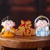 Cartoon God of Wealth Figurine Hand-painted Chinese Immortals Statue Resin Sculpture Home Office Desktop Decoration Ornament