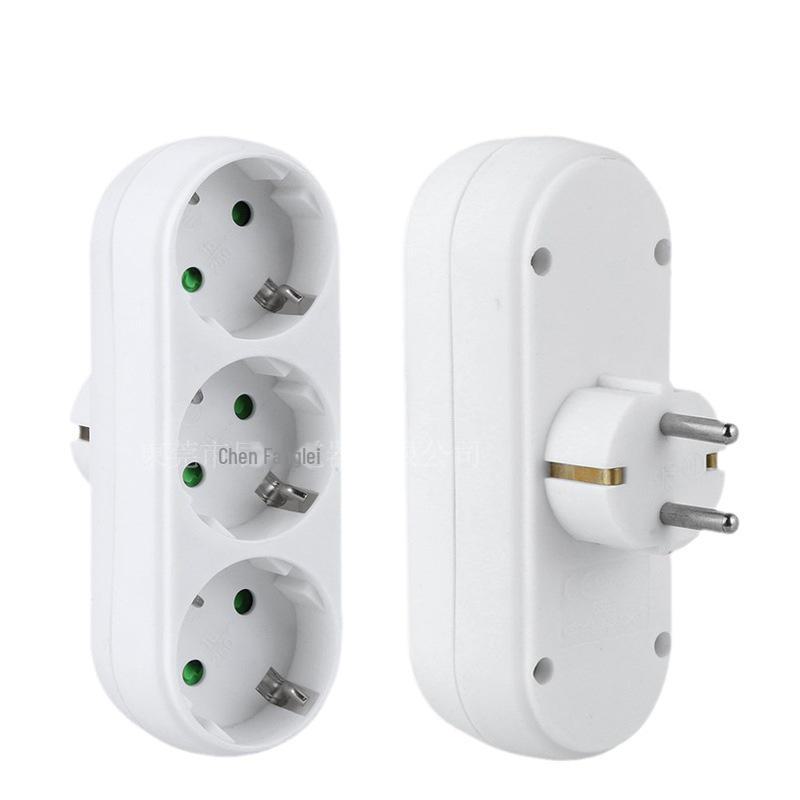 European/German Power Conversion Plug: 1-to-3 Socket Adapter