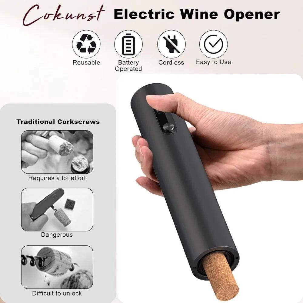 Electric Wine Opener, Automatic Bottle Opener, Battery-operated Reusable Wine Remover