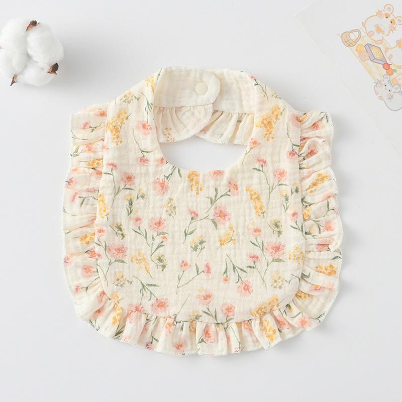 Детские слюнявчики из чистого хлопка с оборками и кружевной отделкой