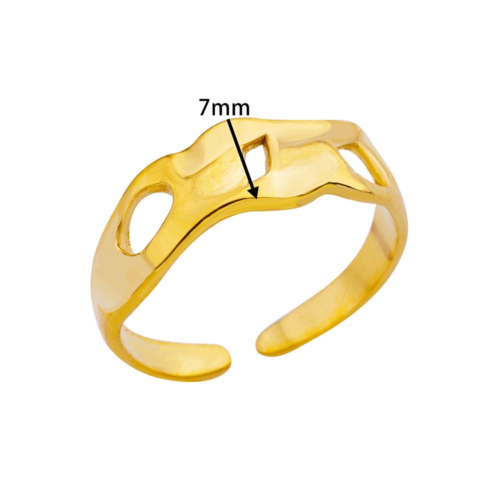 Stainless Steel Heart Geometric Hydraulic Ring for Women