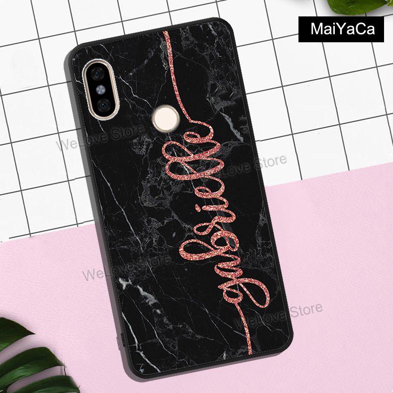 Custom Name Initials Rose Gold marble For Xiaomi Redmi Note 11 10 9 8 Pro 10S 9A 9T Mi 11 Lite 11T POCO X3 Pro GT M3 M4 F3 Case