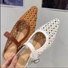 Summer Women's Slippers 2025 New Fashion Breathable Mesh Ballet Flats Luxury Wedge Heel Pointy High Slippers Women's Shoes