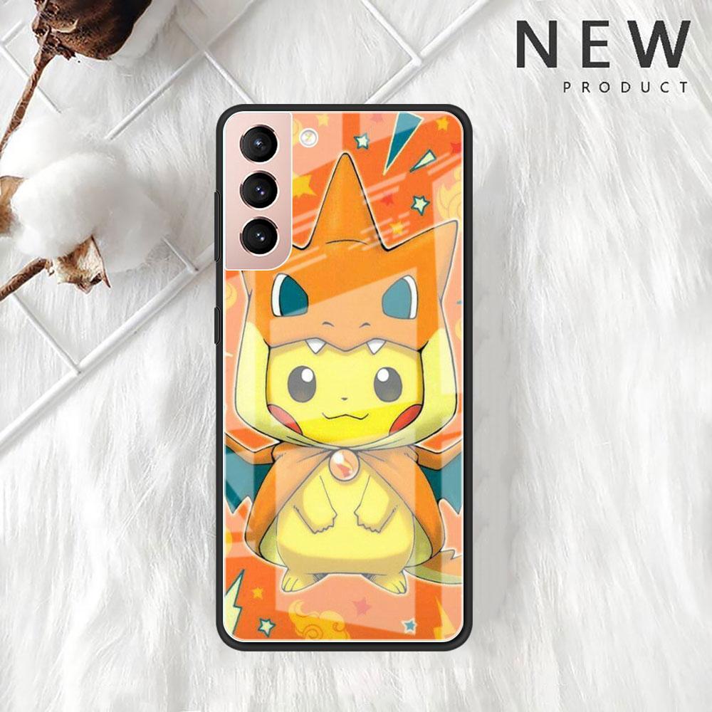 Стеклянный чехол с изображением покемона для Samsung Galaxy S22 S20 FE S21 Plus, чехол для телефона S10 5G S9 Note 20 Ultra 10 Lite Shell