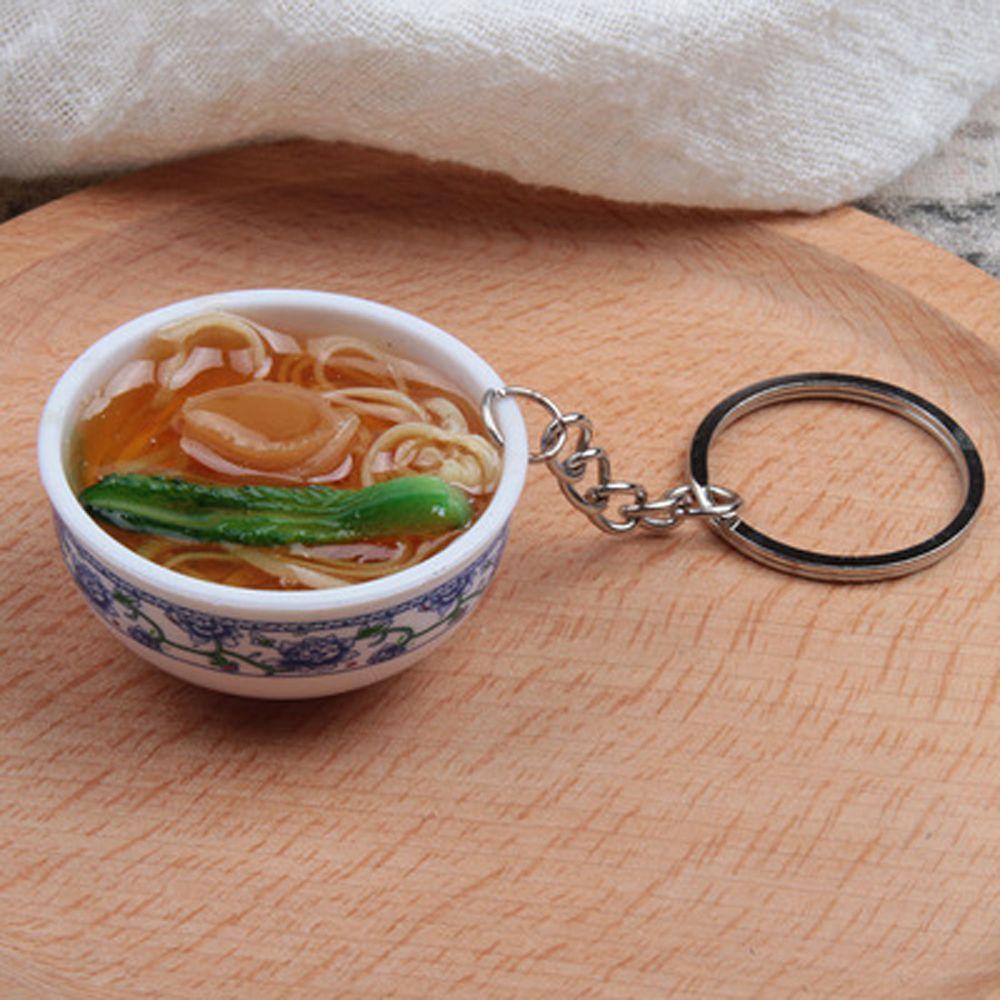 Porcelain Delicious Food Bag Pendant Noodle Keychain Simulation Food Bowl Keyrings Food Key Chains