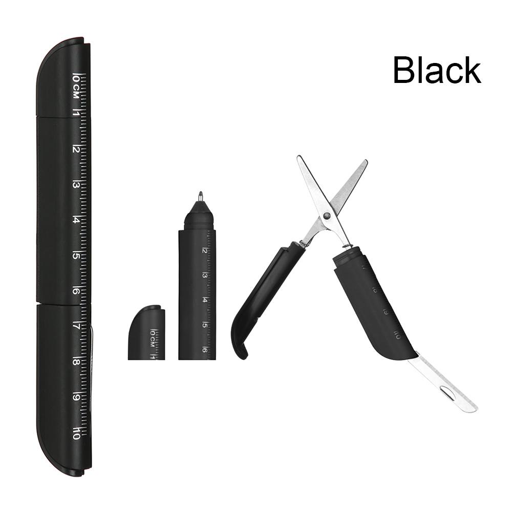 Творческий многофункциональный 3 в 1 пластиковая линейка шариковая ручка со складными ножницами ручки для письма офисные школьные канцелярские принадлежности