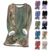 Women's Round Neck Top Printing Thickened Plush Cashmere Warm Long Top