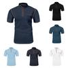 Men's Summer Solid Color Botton Collar Short Sleeve Tops Men's Loose Sports Casual Tops