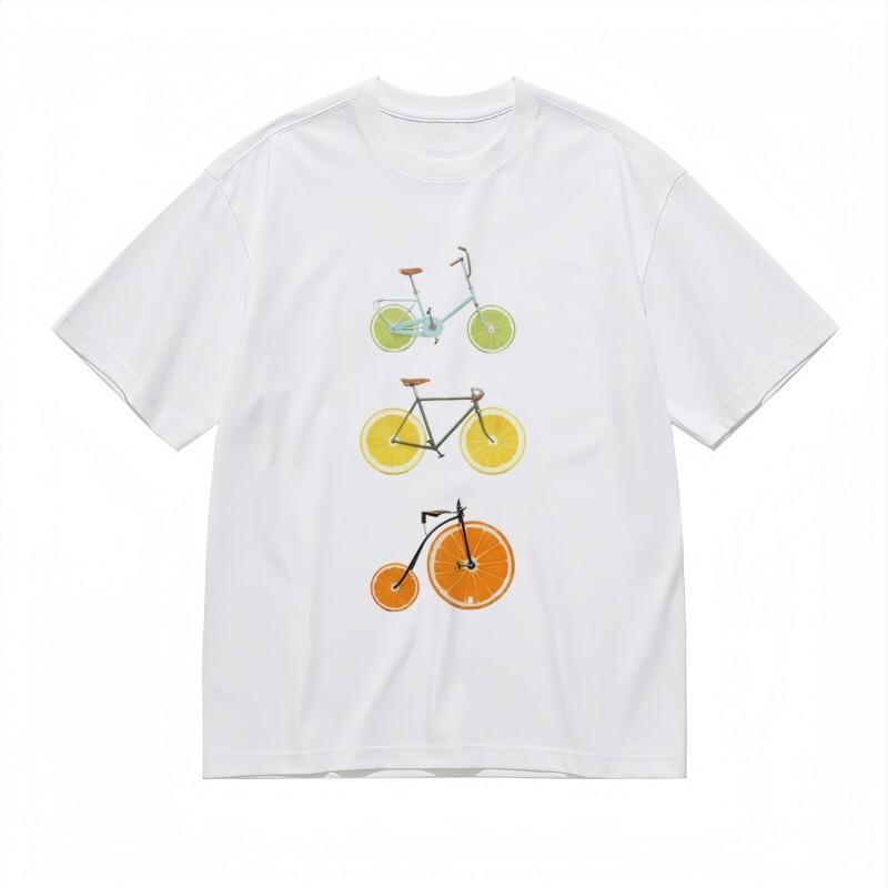 Женская дышащая классическая футболка с креативным дизайном велосипеда в лаймовом, лимонном и оранжевом цветах