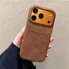 Бизнес Кошелек-держатель для карт из ПУ кожи Бампер Чехол для iPhone 17 Air 16 15 14 Pro Max Plus Ударопрочный Матовый ПК Мягкий Чехол