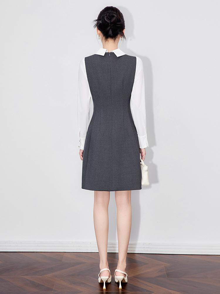 Омолаживающее милое ретро преппи платье-двойка - Приталенное, в стиле «маленький аромат» для женщин