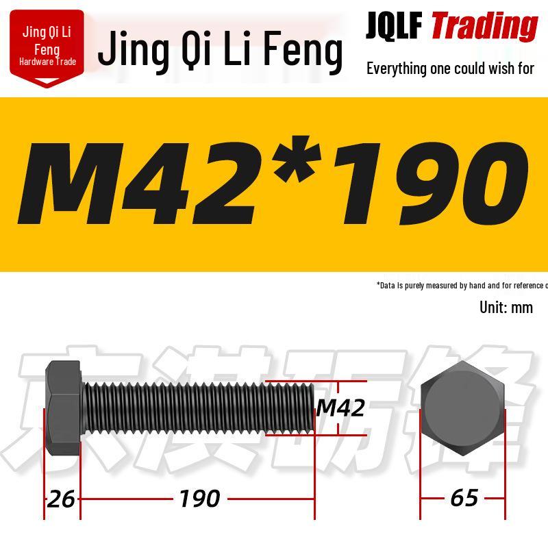 12.9 Grade High-Strength Blackened Hex Bolt M22-M48