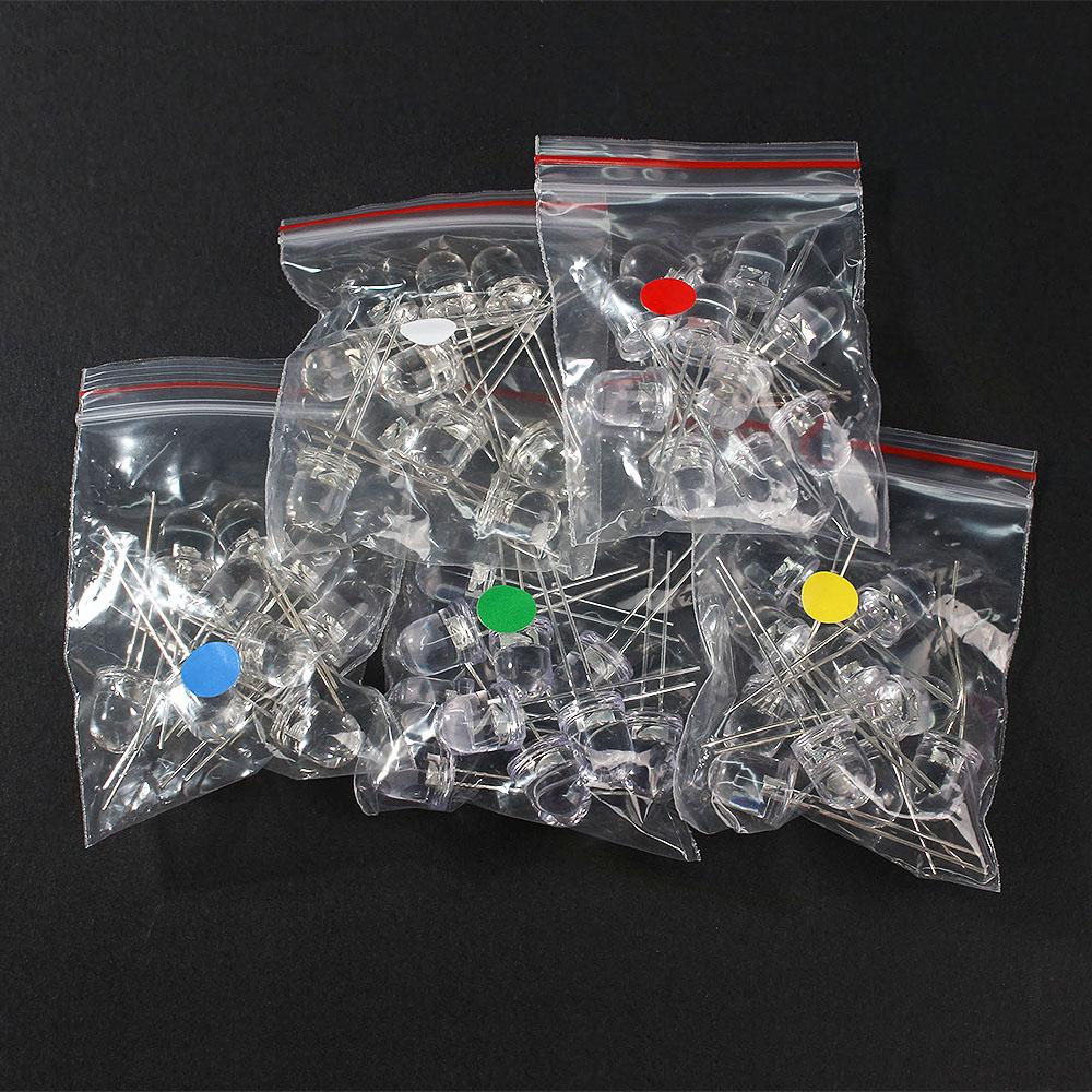 50 шт./лот 8 мм прозрачный круглый светодиодный многоцветный комплект красный желтый синий зеленый белый свет светодиодные лампы набор светодиодов F8