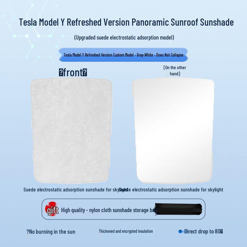 Солнцезащитный козырек из замши для люка Tesla Model Y/3: Теплоизоляция и защита от УФ-излучения