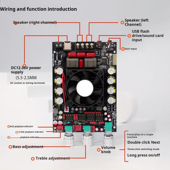 Плата усилителя мощности с поддержкой Bluetooth, двухканальная плата стереоусилителя с ультранизким уровнем искажений