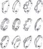12-Piece Adjustable Toe Ring Set: Floral & Arrow Design with Open Tail Rings for Beachwear