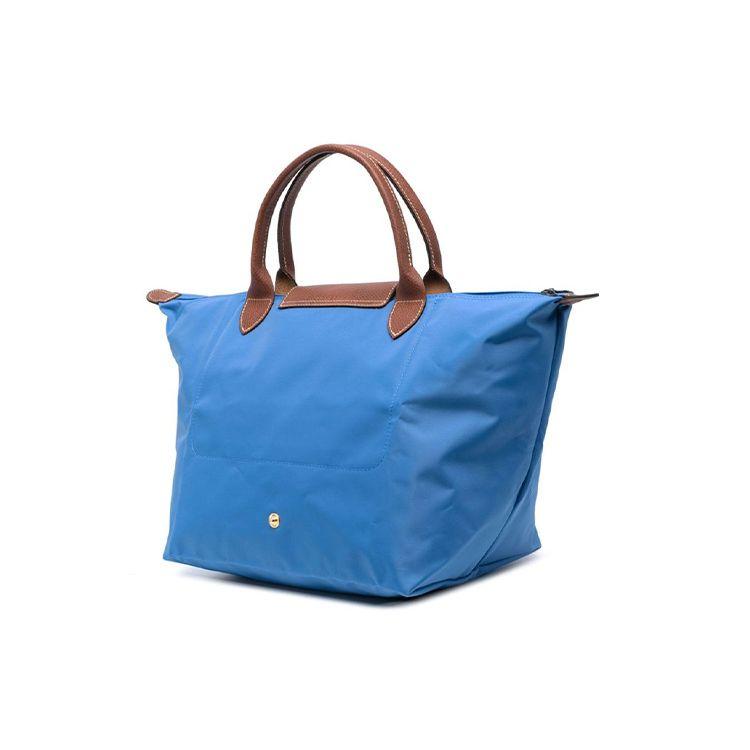 Longchamp Le Pliage 30 Short Handle Snap Zipper Closure Leather Trimmed Dumpling Tote Travel Bag Medium Women tote bags Dark-Blue 1623089P78