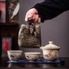 Ru Kiln Travel Tea Set Small Set Ceramic Chinese Portable One Pot Two Cups Kuaike Cup Hand Grab Brewing Teapot Teacup