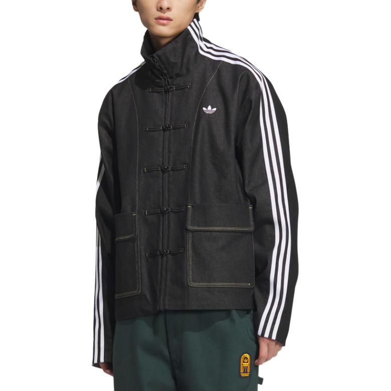 adidas Оригинальная джинсовая модная мягкая удобная свободная куртка унисекс, черная куртка JW1969
