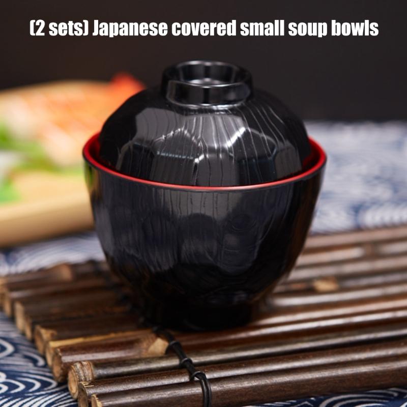 Japanese Style ABS Lidded Soup Bowl Feature Elegant Design Durable Materials for Family Use and Outdoor Activity