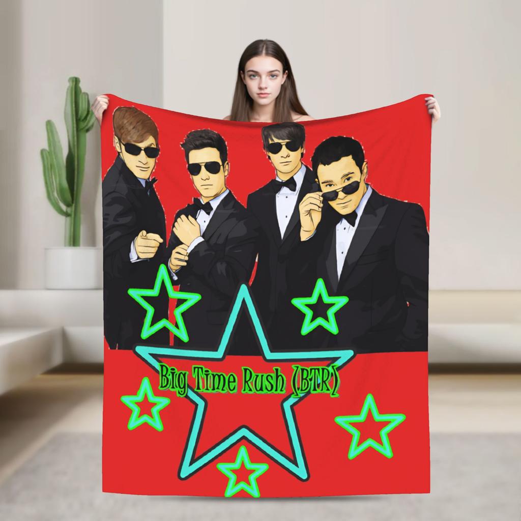 Big Time Rush Band  Flannel Blanket Winter  Super Soft Throw Blanket for Girls Boys Outdoor Funny Bedspread Sofa Bed Cover