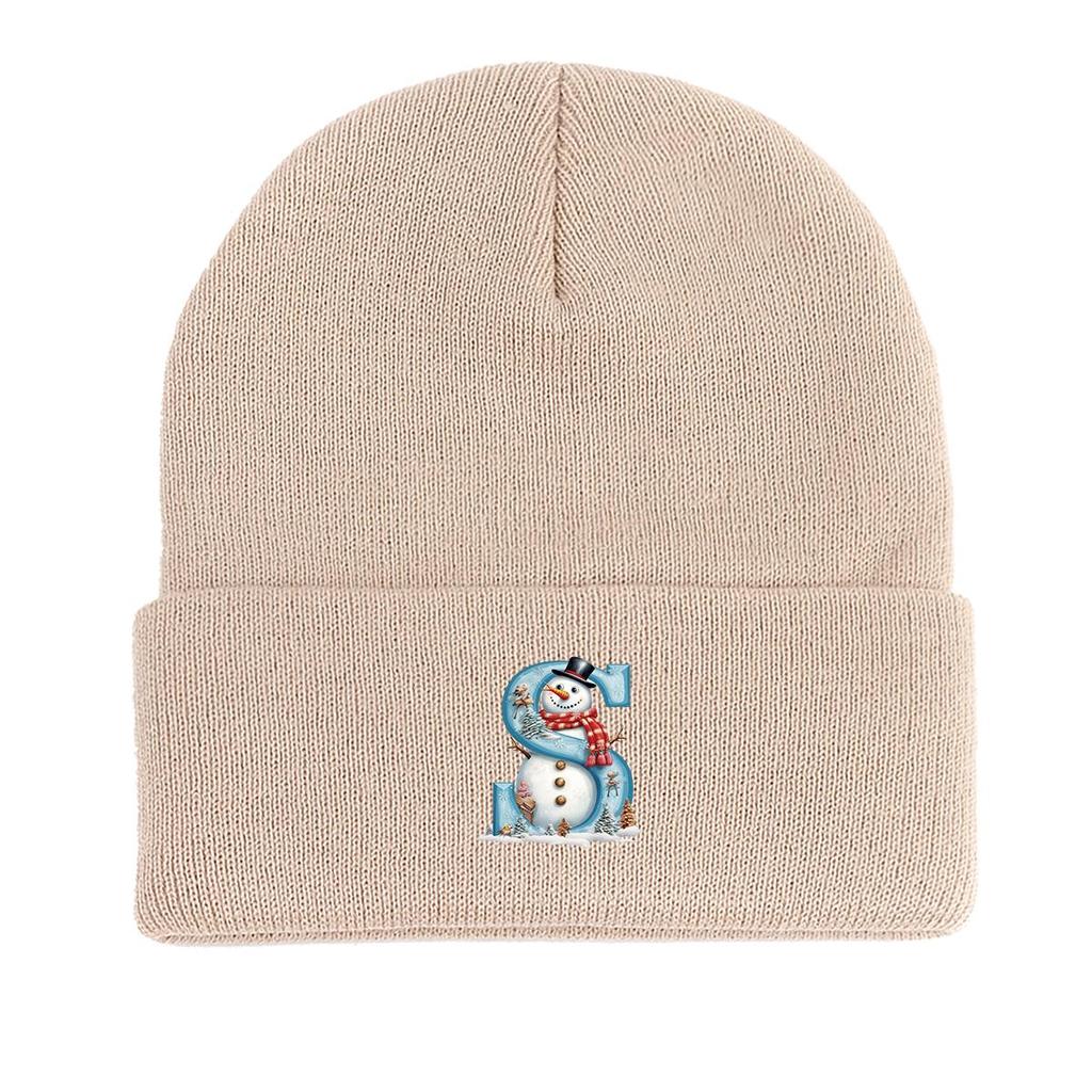 Snowman "S" Winter Knitted Hat Beanie, Skullies Beanies Cancer Chemo Stretchable Leisure Headwear Knitted Hat Beanie