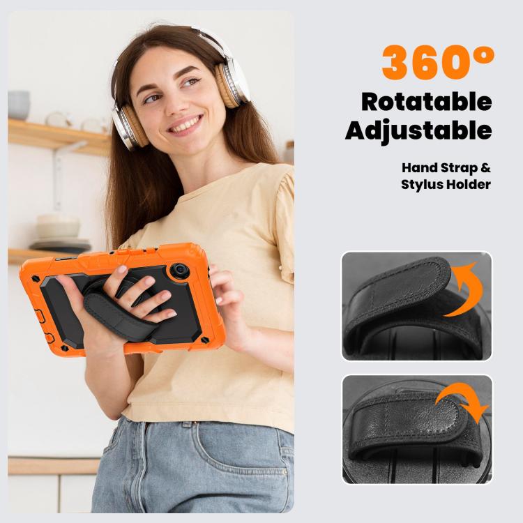 Silicone Hybrid PC Tablet Case With Shoulder Strap For Samsung Galaxy Tab A11 / A9, Kickstand Raised Camera Anti-Scratch Cover