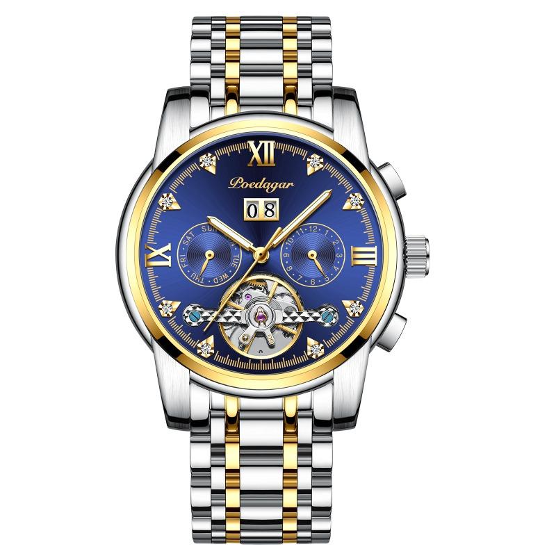 Новые классические мужские механические часы Tourbillon швейцарского производства, календарь, полностью автоматические, водонепроницаемые, многофункциональные, скелетон, люминесцентные, агрессивный дизайн