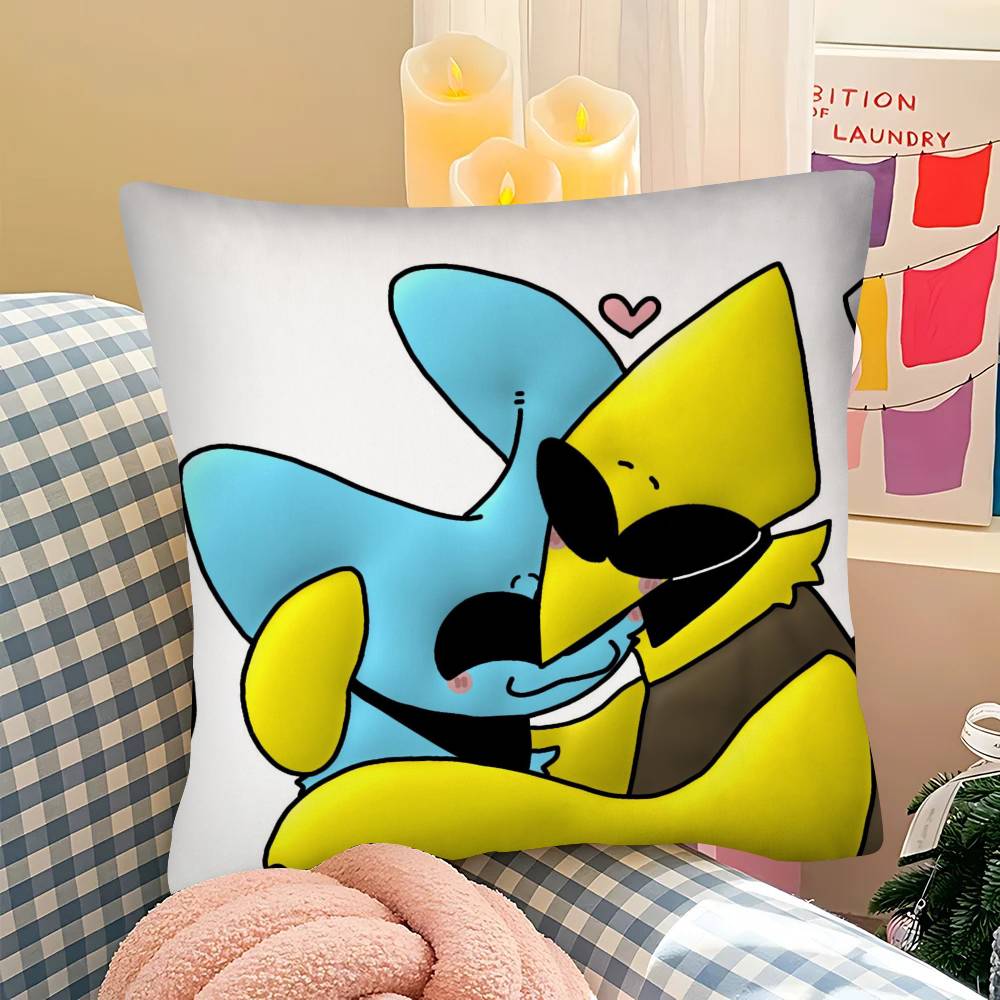 pc Anime SSmiling FFriends Pillow Case Fashion Square Pillowcase Bedroom Sofa Room Ins Decoration Leisure
