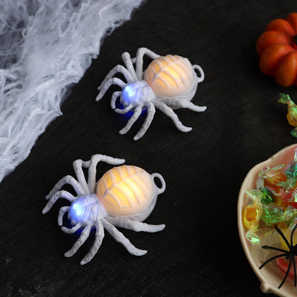 Halloween Light-up Spider Figurine Realistic Plastic Spider Animal Figure with LED Light for Halloween Indoor Home Party Decor