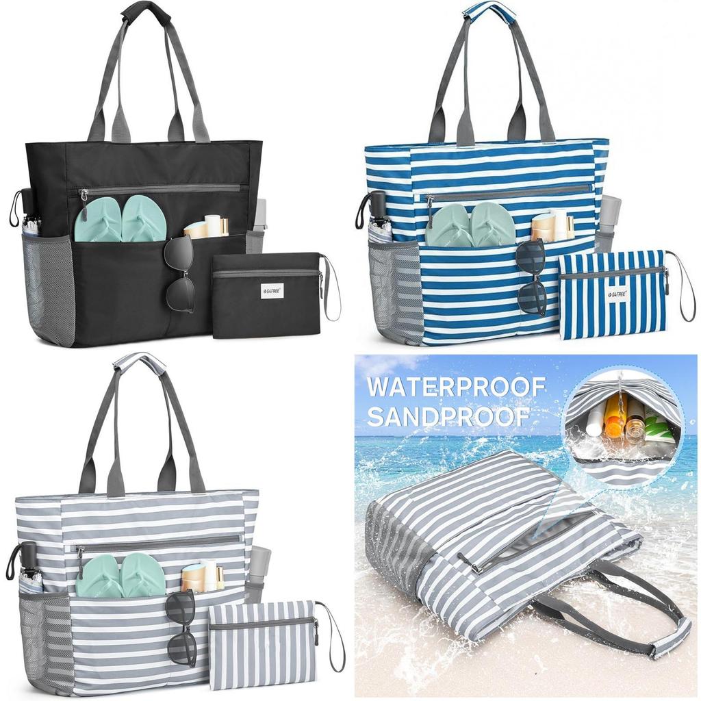 Large Capacity Waterproof Beach Tote Bag With Lightweight Construction For Travel And Outdoor Activities