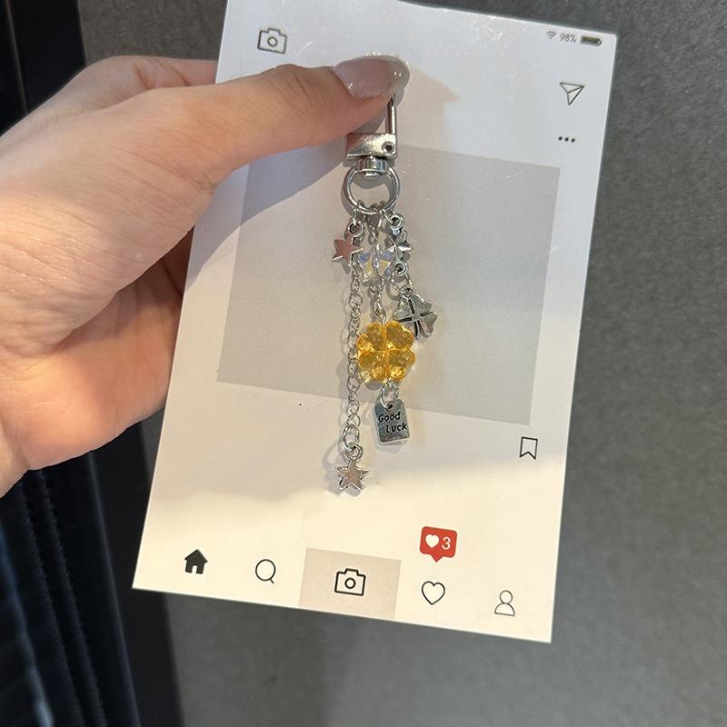 Sweet Christmas Tree Drift Bottle Four-Leaf Clover Pendant Phone Strap Keychain Exquisite Backpack Decoration Accessories Gifts