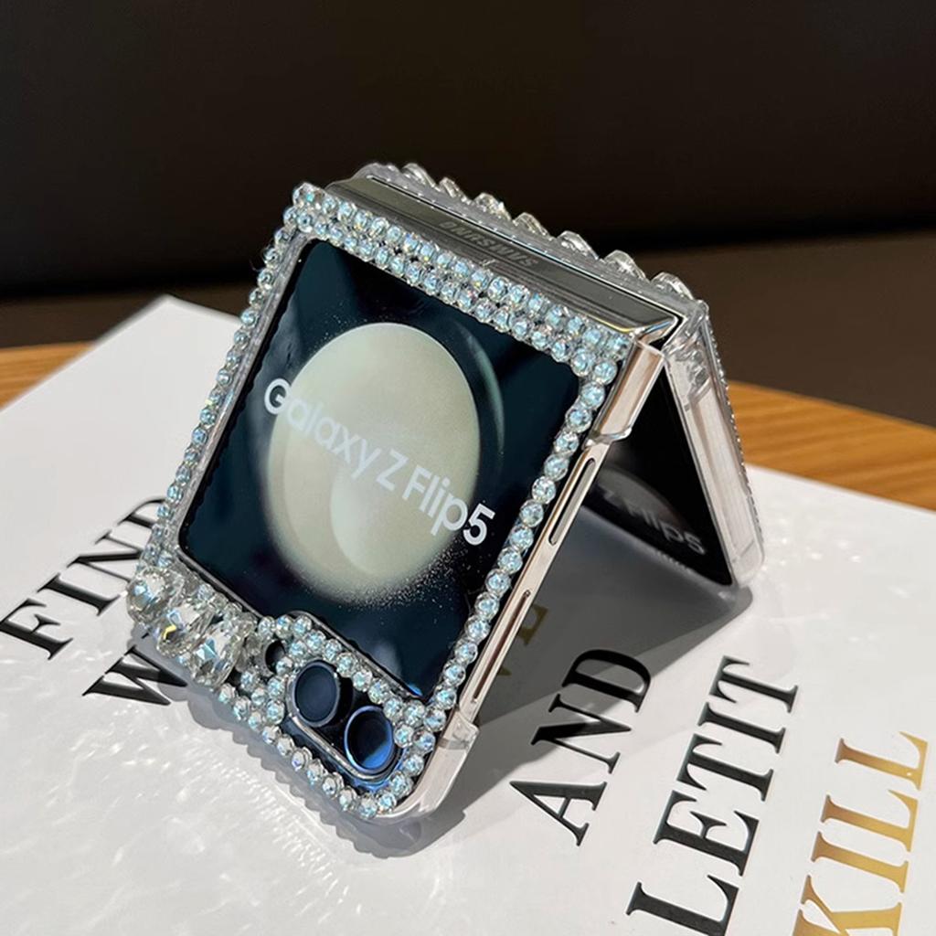 Fashion Bear Love Full Screen Crystal Folding Phone Case for Samsung Galaxy Z Flip 6 5 4 3