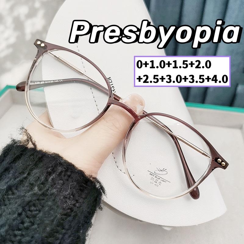 Women's Ultralight HD Reading Glasses Men Vintage Round Frame Far Sight Eyeglasses Unisex Luxury Design Presbyopia for Ladies