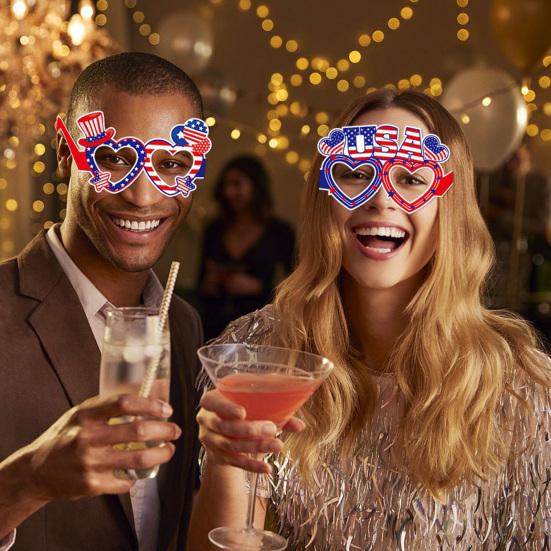 8 шт. Очки к 4 июля Американский флаг Патриотические Party Очки Красные Синие Белые Очки для Дня Памяти Дня Независимости Фотобудка Вечеринка