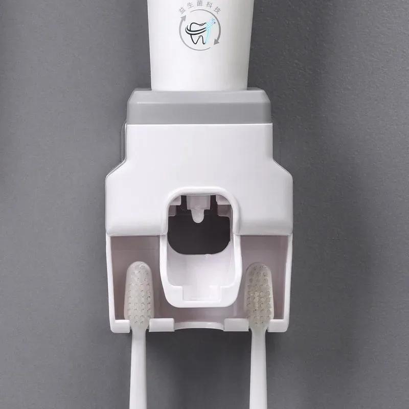 Wall Mounted Toothbrush Holder Toothpaste Squeezer Multifunction Automatic Toothpaste Dispenser Bathroom Toothbrush Stand Rack