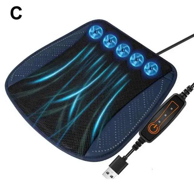 Охлаждающая подушка для автомобильного сиденья с регулируемым вентилятором, дышащая 3D-сотовая конструкция, всесезонное вентилируемое автомобильное сиденье с кожаной поверхностью