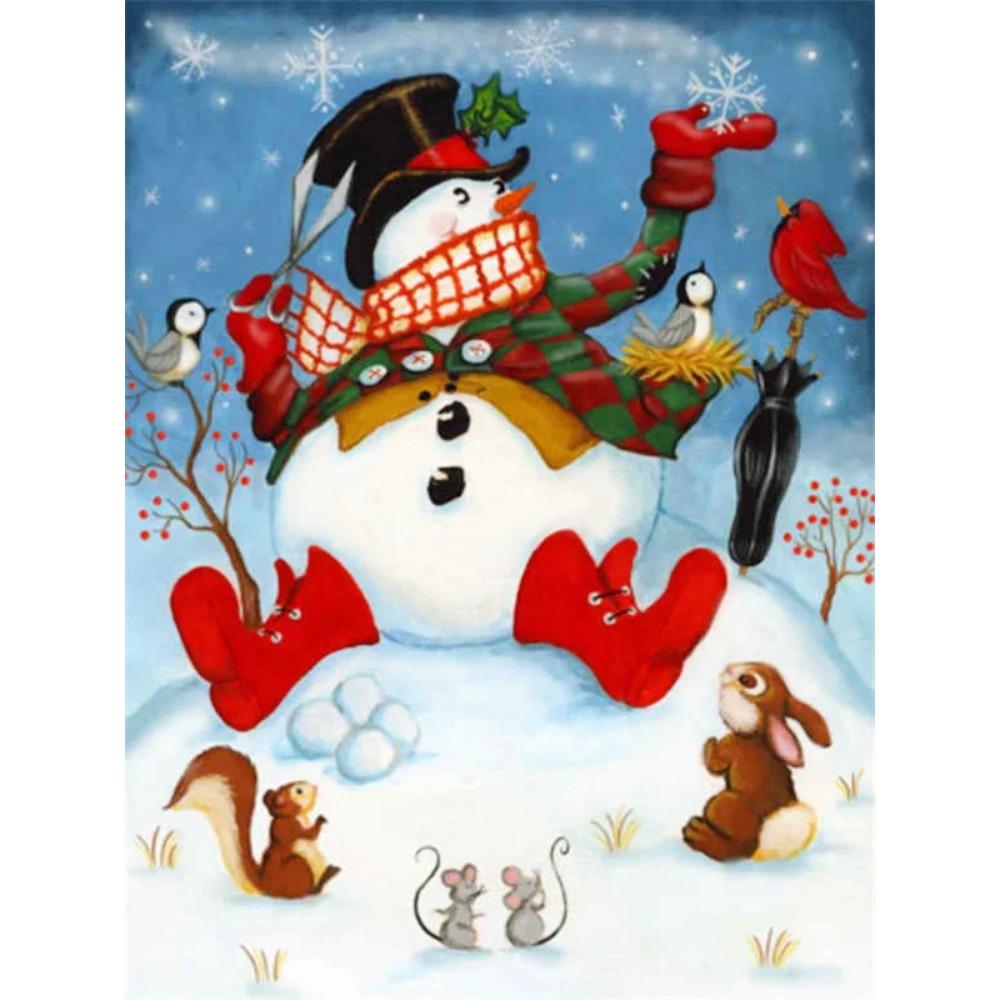 Алмазная живопись Art Full Drill Снеговик Алмазная картина Ручная работа Снежный день Diy Алмазная мозаика Картина Украшение дома Рождественский подарок