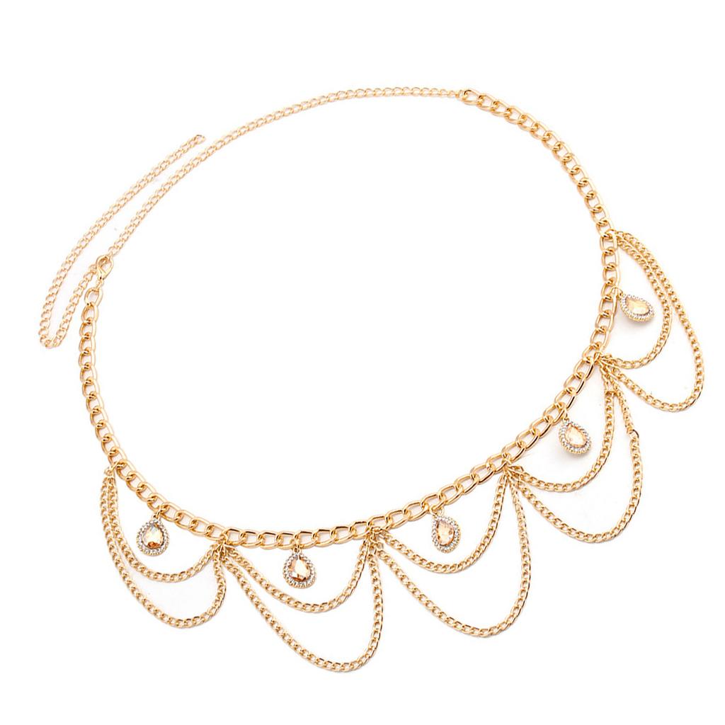 Multilayer Waist Belt Stylish for Stage Dance Music Festival Jeans Dress Belt Body Jewelry Chain Metallic Belly Dance