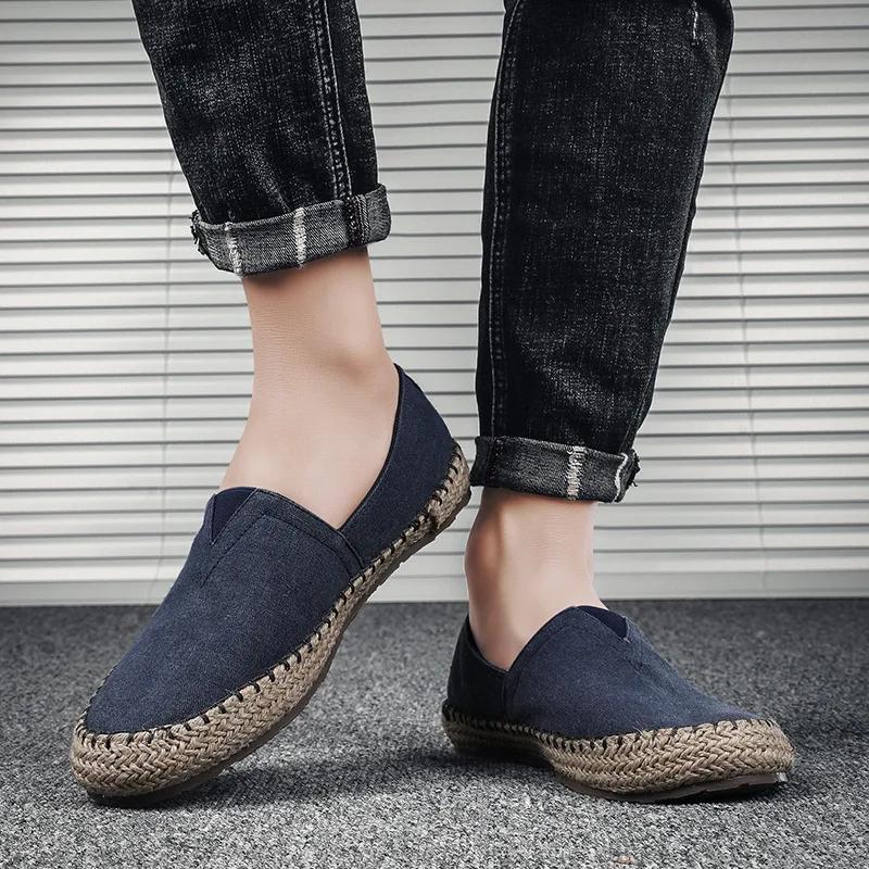 2024 High Quality Espadrilles Footwear Men's Flat Canvas Shoes Hemp Lazy Flats for Men Moccasins Male Loafers Driving Shoes New 2024